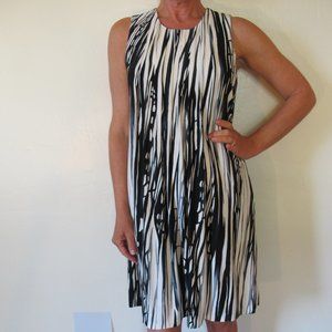 Calvin Klein black and white sleeveless midi dress
